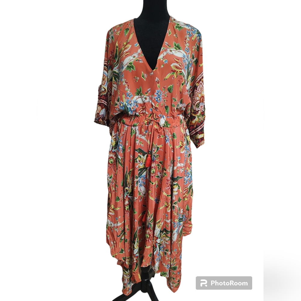 Maeve Rust Floral Midi Dress